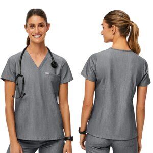Womens Fig Catarina One-Pocket‎ Gray Scrub Top - Size Small